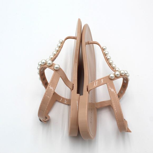 Stuart Weitzman Pearl Jelly Sandals Womens Size 6 Nude T Strap Thong Flats - Picture 7 of 9